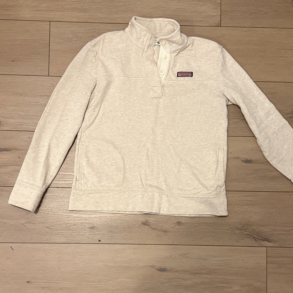 Vineyard Vines Beige Button-Up Pullover